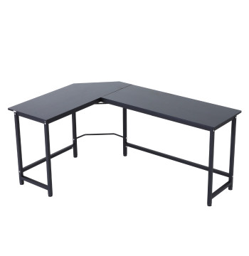 Secretária de Canto Mesa de Computador em Forma de L com Estrutura de Aço 168x120x75cm Preto