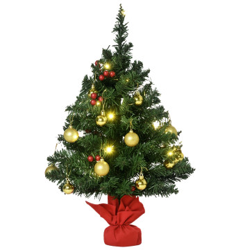 Mini Árvore de Natal 60cm Artificial Decoração de Natal de Pinheiro com Suporte Metálico 73 Ramos PVC Ø40x60cm Verde