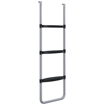 Escalera para Trampolim de acero Escalera para Trampolim de 3 o 2 Degraus con Degraus Largos y 2 Ganchos Capacidad 120 kg 110x32 cm Plata