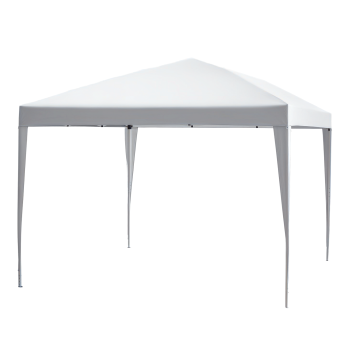 Tente pliable 2,95x2,95 cm avec sac de transport anti-UV réglable et hauteur imperméable pour terrasse et plage argentée blanche