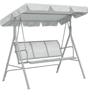 Balançoire de jardin de 3 places avec auvent réglable dossier respirant et structure en métal pour terrasse extérieure Balcon Charge 240kg 171x108x154cm Gris