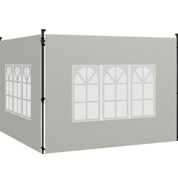 Conjunto de 2 Paredes Laterais para Tendas de 3x3m y 3x6m Paredes Laterais para Tendas con Janelas Transparentes 293x193cm Blanco