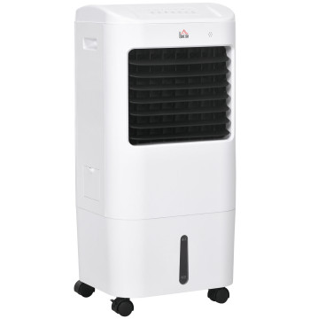 Climatizador Refrigerador de Ar Portátil 3 em 1 Refrigerador Oscilante com 3 Velocidades Controlo Remoto Temporizador 7,5h Ecrã LED Tanque de Água 37x32x78 cm Branco