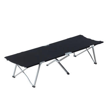Camp-lit pliable Camp-lit avec structure en métal Charge 136 kg pour la plage Randonnées 193x64x40 cm Noir