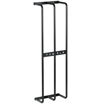 Toalheiro de Casa de Banho Toalheiro de Parede com 3 Barras e Estrutura de Metal Suporte para Toalhas 21x12x74 cm Preto