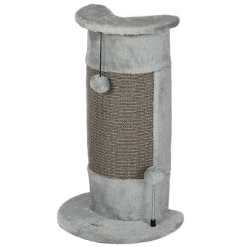 Poste de Arranhar para Gatos 58 cm Arranhador para Gatos com Poste de Sisal e Bolas Suspensas 34x25,5x58 cm Cinza