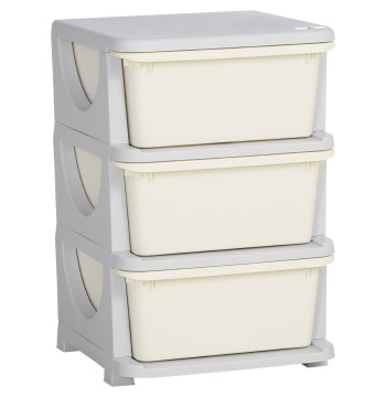Organizador de Brinquedos para Crianças acima de 3 Anos com 3 Gavetas Arrumação para Brinquedos Roupas Livros 37x37x56,5 cm Bege