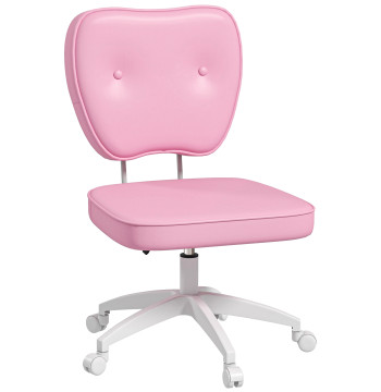 Silla de oficina Estalla en PU Silla de Oficina Giratoria con altura ajustable sin Brazos Carga 120 kg Silla de Estudio Dormitorio 46x59x82-92 cm Rosa