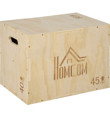 Scatola di salto in legno Pliometry Box con 2 maniglie con cappuccio Carico massimo 120 kg per Palestra Casa 45x40x60 cm Legno