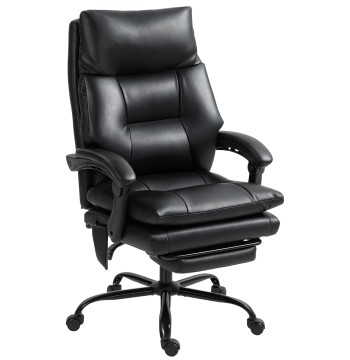 Sedia da ufficio con supporto lombare gonfiabile PU sedia da scrivania girevole con supporto a pedale Rivestimento regolabile in alta altezza 65x76x113-121 cm Nero