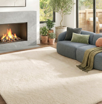 Tapete para Sala de Estar 120x160 cm Tapete Lavável à Máquina Pelo Longo Macio Estilo Moderno Tapete para Sala de Estar Quarto Sala de Jantar Creme