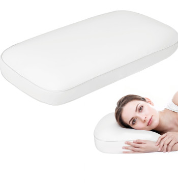 Almofada Viscoelástica com Espuma Viscoelástica Almofada com Desenho Ergonómico Capa Removível e Lavável para Dormir de Lado e de Costas 81,28x40,64x15,24 cm Creme