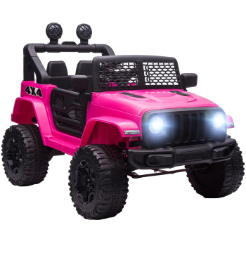 Voiture électrique pour enfants de plus de 3 ans 12V Batterie Voiture avec 2 moteurs Télécommande 2.4G Lumières Horn Vitesse Charge réglable Maximum 30kg 100x65x72 cm Rose