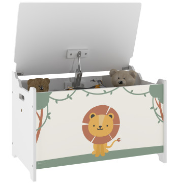 Baú Juguetes infantiles 53 L Caja de Arrumación Juguetes Organizador Juguetes con Tampa Rebatible Pistán Gas para Libros Ropas 60x37x39 cm Verde