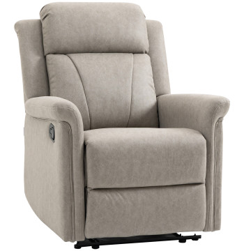 Poltrona Relax Reclinable Manual Poltrona Relax Apoyo a los Pés Encosto Alto Almofadada Poltrona Reclinable hasta 135o para Sala Cuarto, Oficina 78x96x102 cm gris