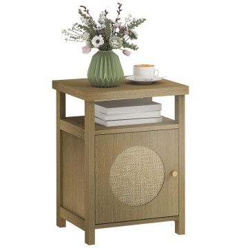 Table de tête avec Widow Door Table de tête avec plateau ouvert et compartiment mobile auxiliaire pour chambre 40x35x55 cm Madère