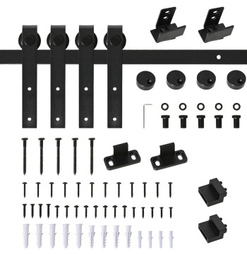 Ferragens para Portas de Correr 183 cm Kit para Porta de Correr Dupla em Madeira Largura 45 cm Aço Carbono Preto