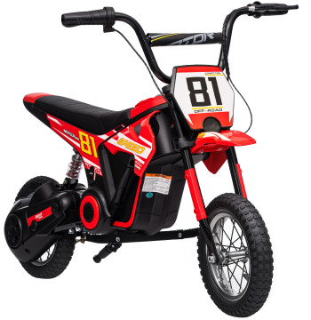 Mota électrique pour les enfants Moteur électrique enfant 24V avec 250W Vitesse moteur de 6-16km/h Roues de Ø30.5 cm et suspension 8-12 Années arrière pour enfants 119x64x76.5 cm Rouge