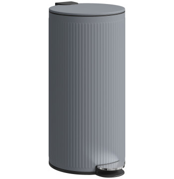 Balde do Lixo para Cozinha com Pedal 30L Cubo de Lixo Metálico com Tampa de Fecho Suave e Balde Removível para Quarto Escritório Estúdio e Sala 36x30x60,5 cm Cinza Escuro