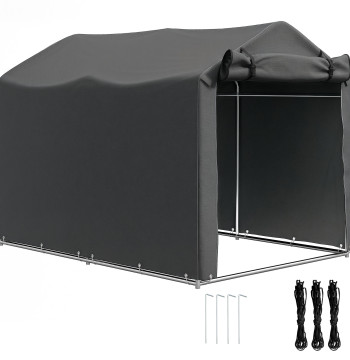 Abri extérieur pour outils et vélos 2,2x1.57x1.65 m Abri de jardin avec porte non montée avec serrure de course anti-UV étanche Garage Portable Gris foncé