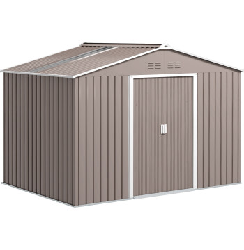 Jardin extérieur et jardin en métal pour rangement d'outils avec base de renforcement inclus et 4 Windows 277x195x192 cm Gris