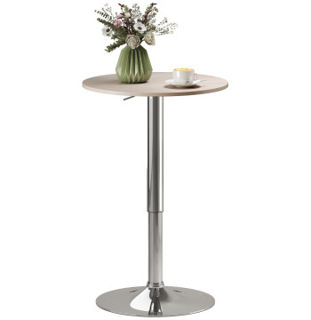 Mesa de Bar com Altura Ajustável Giratória 360° com Base Redonda Mesa Alta Moderna para Cozinha Sala de Jantar Ø60x67-93 cm Madeira