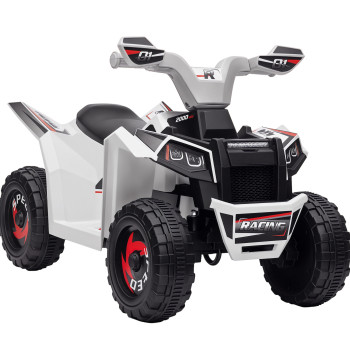 Quadrico elettrico per bambini 18-36 mesi Veicolo elettrico 6V Batteria con velocità 2.5 km/h Avanti e marzo Indietro 70x41.5x48.5 cm Bianco