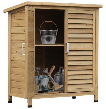 Armoire en bois pour jardin avec 2 Shears Intérieur 2 Portes et plafond incliné Terrasse extérieure 87x46,5x96,5cm Naturel