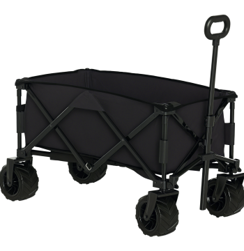 Carrello pieghevole con ruote girevoli a 360° e Guider regolabile 59-89 cm per Campeggio Beach 108x55x61-91 cm Nero