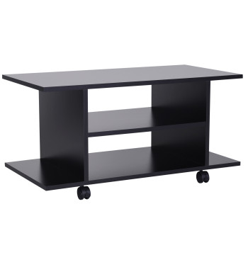 Móvel para TV para Televisores de até 42 Polegadas Móvel de TV com Prateleiras e Rodas com Travão 80x40x40cm Preto