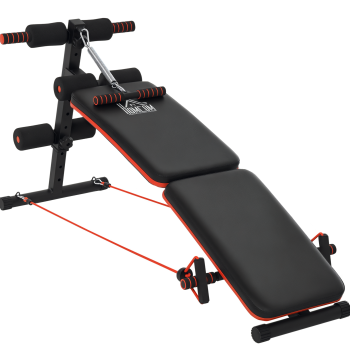 Banco de Exercício e Musculação, Banco de Abdominais Dobrável Ajustável em Altura com Suporte Poplíteo Regulável Ideal para Casa e Ginásio 137x51x50-66 cm Preto