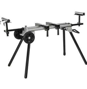 Suporte universal para serra de esquadria dobrável com distância de trabalho ajustável, fácil de transportar e armazenar 123,5-245x73x96 cm Preto