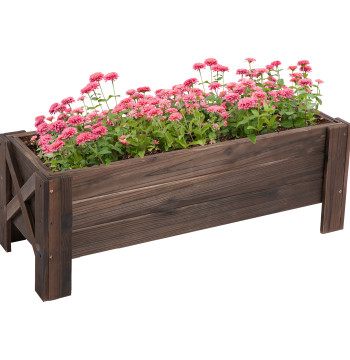 Horta Vertical Floreira de Madeira Retangular con Pés para Flores Plantas Cultivos 100x36,5x36cm Marrom