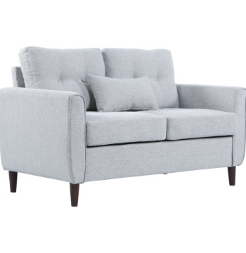 Divano a due posti Biposto per soggiorno con cuscini e cuscino imbottito lavabile 140x78x83 cm grigio chiaro