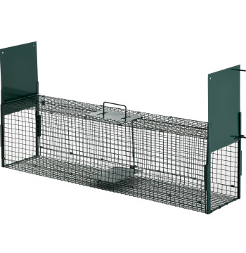 Piège avec 2 portes pour animaux vivants cage de capture métallique avec poignée 100x25x28 cm vert foncé