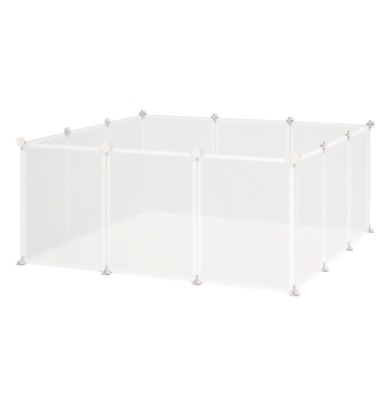 Recinto para Pequenos Animais Recinto Modular de Metal com 12 Painéis e 24 Conectores para Coelhos Porquinhos da Índia 105x105x45 cm Branco