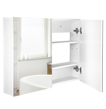 Cabinet Salle de bain avec miroir Cabinet mural pour salle de bains avec 2 portes 3 Shears Intérieur Style moderne 80x15x60 cm Purple Light