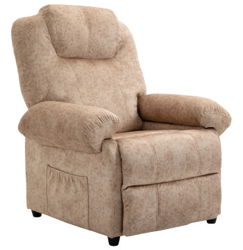 Poltrona Relax Reclinable Poltrona para Sala de Estar con apoyo para los Pés Retrátil Encosto Alto Bolso Lateral Acolchoado Grosso 88x91x108 cm Bege