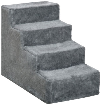 Scala per animali con 4 gradini 2 in 1 con copertura e scala lavabile per cani da gatto carico 30kg 60x35x44cm grigio