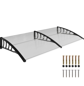 Marchese esterna per porte e finestre, 200x96 cm, Risveglio protezione solare e pioggia, con copertura in policarbonato, barre in alluminio, trasparente