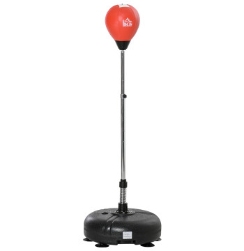 4 Sachet de boxe de pied réglable en hauteur Niveau de balle avec Gants de base remplis et gonflable pour adultes et adolescents Ø45x132-158cm noir et rouge