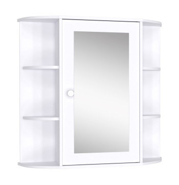 Cabinet de salle de bains avec miroir mobile Salle de bains suspendue avec 1 Port 2 Shears Intérieurs et 6 Shears Laterales pour Salon Dorm 66x17x63cm Blanc