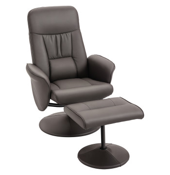 Schienale relax con schienale per piedini imbottiti in PU Relax Schienale fino a 145° e girevole a 360° con schienale regolabile per Dorm Room Office 81x81x105cm marrone