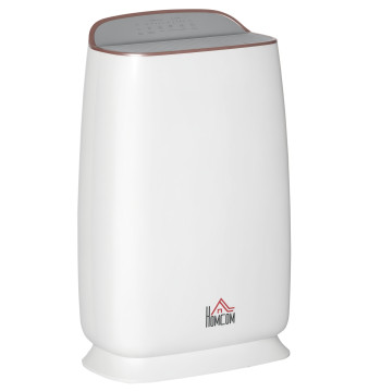 Purificador de Ar com Filtro HEPA de 3 Capas CADR 220 m³/h até 28 m³ Purificador de Ar com Ecrã LED 4 Velocidades Temporizador Modo Noturno e Silencioso 30x17x53cm Branco
