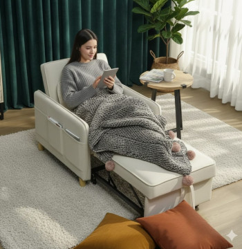 Essenza Poltrona Cama 3em1 Bege 180cm Click-Clack Dobrável - Modelo 2