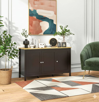 Essenza Credenza Nero Legno 120cm 2 Ante Sala da Pranzo