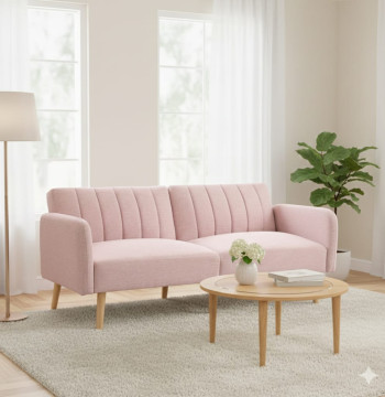 Sofá Cama Essenza Linho Rosa 173x75x73 cm Convertível 2 Lugares - Modelo 2