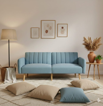 Sofá Cama Essenza Linho Azul Claro 173x75x73 cm Reclinável 2 Lugares - Modelo 2