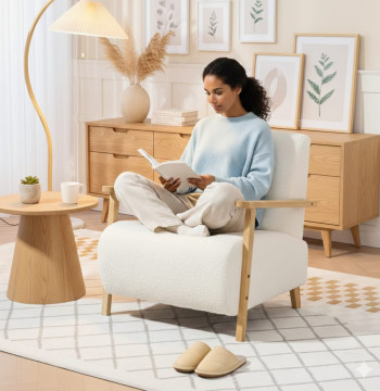 Poltrona Essenza Borreguito Sintético Creme 74x76x78 cm Nórdica - Modelo 2