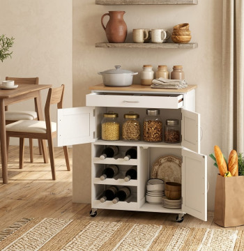 Carrinho Cozinha Essenza Multifuncional Rodas 67x37x87cm Branco 801-179